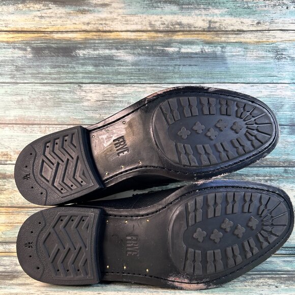 Frye Otis Penny Loafer Mens Sz 10.5D Black Antique Full Grain Leather Apron Toe - Picture 7 of 12